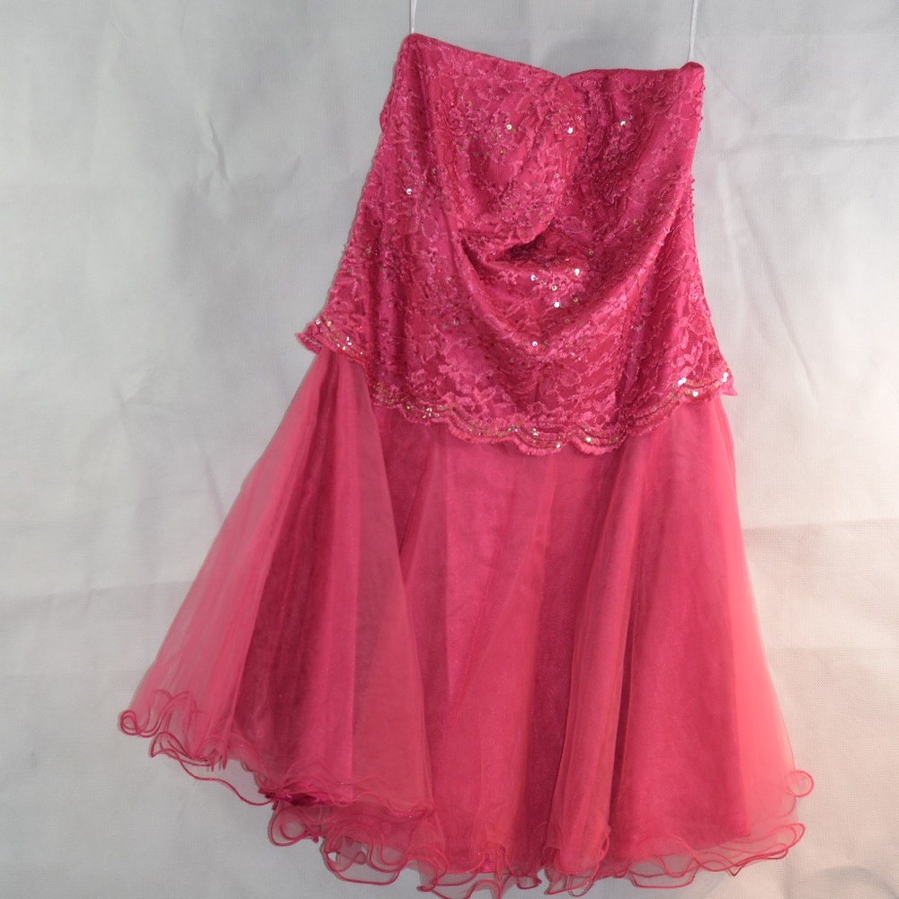 Strapless Sequin/Lace/ Netting Short Party Dress SZ XL Narianna